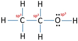 ethanol CH3CH2OH hybridization